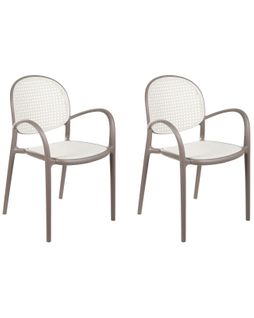 Lot De 2 Chaises De Jardin Povoletto Matière Synthétique Marron Clair
