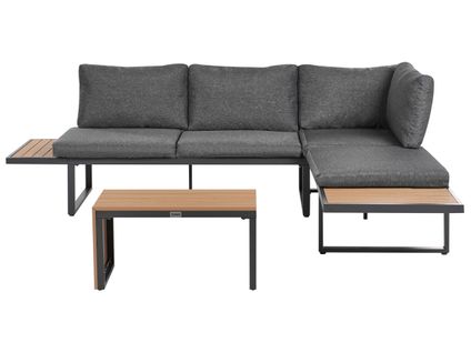 Ensemble De Canapés D\'angle De Jardin 4 Places Pienza Côté Droit Marron Clair/gris