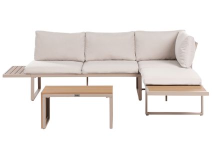 Ensemble De Canapés D'angle De Jardin 4 Places Pienza Côté Droit Marron Clair/beige