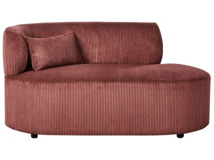 Chaise Longue Côté Gauche Vanvey Velours Côtelé Rouge