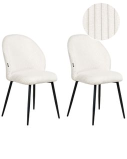 Lot De 2 Chaises De Salle à Manger Eloy Velours Côtelé Blanc Cassé