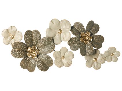 Décoration Murale Fleur Lanthanum Métal 52 Cm Beige