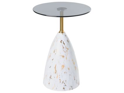 Table D'appoint Wabby Verre De Sécurité Marbre Blanc