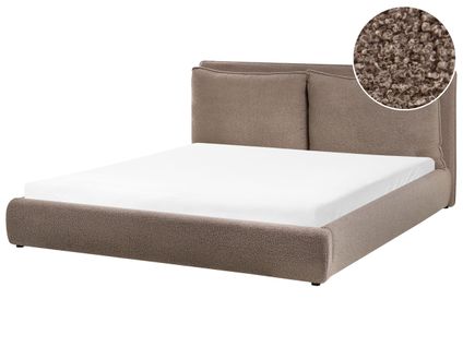 Lit Avec Sommier Bouclé Bajonna 180 X 200 Cm Marron