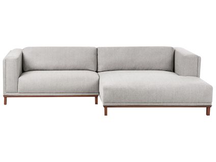 Canapé D'angle 4 Places Veng Tissu Gris Côté Gauche