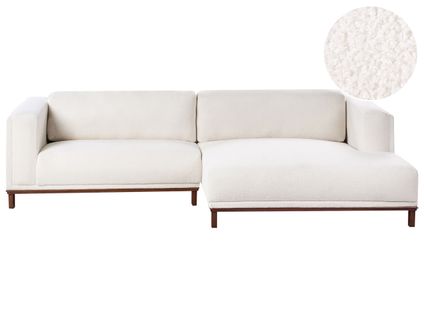 Canapé D'angle 4 Places Veng Bouclé Blanc Cassé Côté Gauche