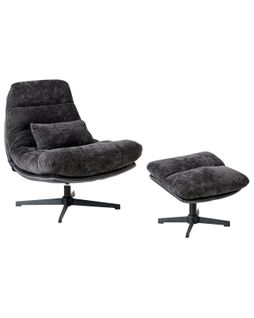 Fauteuil Pivotant Tovik Tissu Chenille Noir