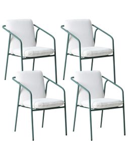 Lot De 4 Chaises De Jardin Avec Coussins Asciano Métal Vert