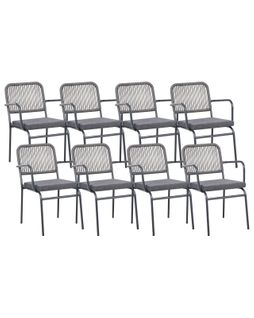 Lot De 8 Chaises De Jardin Avec Coussins Taceno Métal Gris