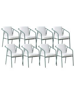 Lot De 8 Chaises De Jardin Avec Coussins Asciano Métal Vert