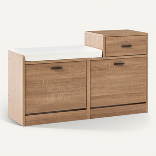 Petit Meuble D'appoint Art Déco En Bois Massif - Début XXe Siècle - Hauteur 68 Cm, Avec étagères