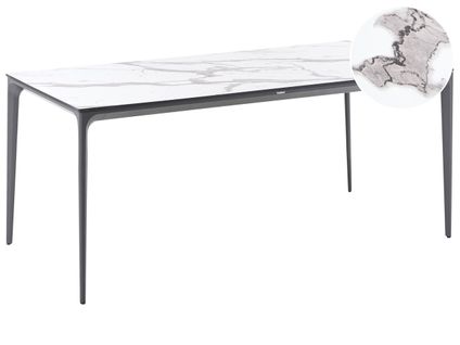 Table De Salle à Manger De Jardin Sovareto 180 Cm 90 Cm Effet Marbre Marbre Blanc