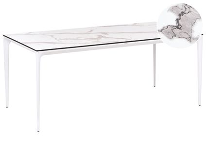 Table De Salle à Manger De Jardin Sovareto 180 Cm 90 Cm Effet Marbre Marbre Blanc