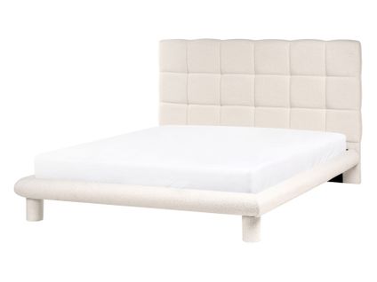 Lit Avec Sommier Bouclé Cressat 140 X 200 Cm Blanc Cassé