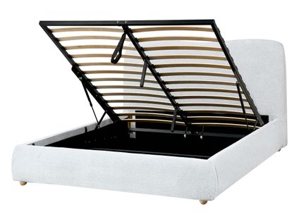 Lit Ottoman Tissu Blagnac 140 X 200 Cm Gris Clair