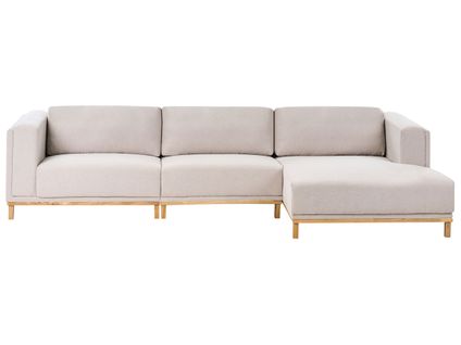 Canapé D'angle 5 Places Veng Tissu Beige Clair Côté Gauche