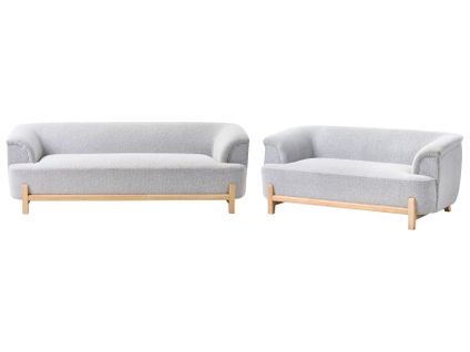 Ensemble De Salon 5 Places Alnor Tissu Gris Clair