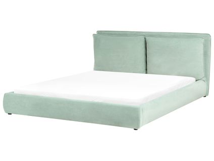 Lit Avec Sommier Velours Bajonna 180 X 200 Cm Vert Menthe