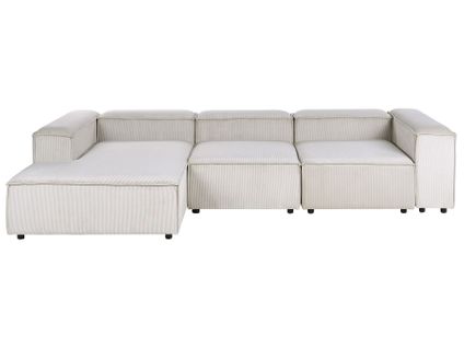 Canapé D\'angle Modulable 4 Places Ardal Velours Côtelé Taupe Côté Droit