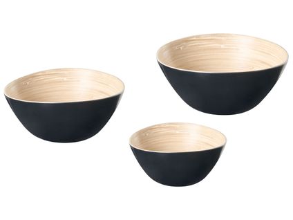 Lot De 3 Bols Décoratifs Bonheur Bambou Noir