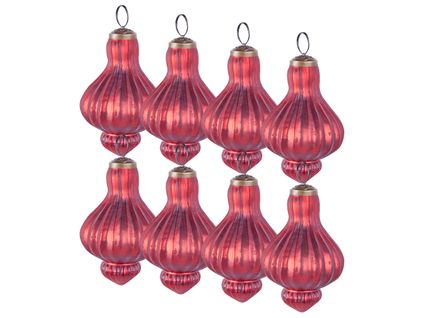 Lot De 8 Boules Brillant Verre Rouge