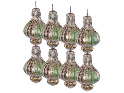 Lot De 8 Boules Brillant Verre Vert