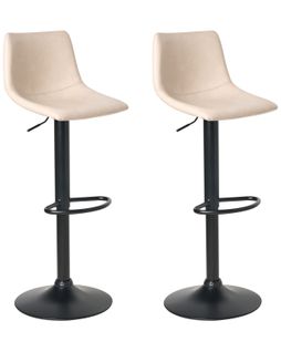 Lot De 2 Tabourets De Bar Lebrija Cuir Pu Beige Clair