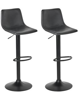 Lot De 2 Tabourets De Bar Lebrija Cuir Pu Noir