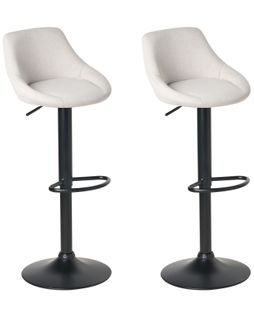 Lot De 2 Tabourets De Bar Medulin Tissu Gris Clair