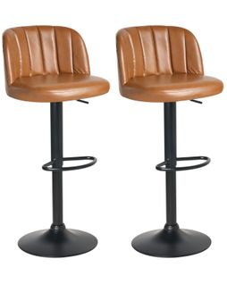 Lot De 2 Tabourets De Bar Vlore Cuir Pu Marron