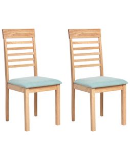 Lot De 2 Chaises De Salle à Manger Ortley Bois Marron Clair/menthe