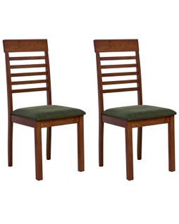 Lot De 2 Chaises De Salle à Manger Ortley Bois Marron Foncé/vert