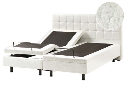 Lit Réglable Bouclé Duke 160 X 200 Cm Blanc Cassé