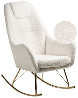 Fauteuil à Bascule Gulsele Bouclé Blanc Cassé