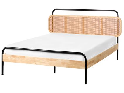 Lit Avec Sommier Rotin Boussicourt 140 X 200 Cm Marron Clair