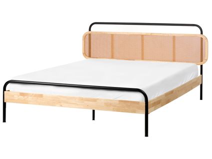 Lit Avec Sommier Rotin Boussicourt 160 X 200 Cm Marron Clair