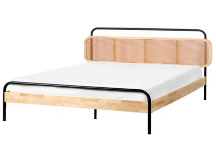 Lit Avec Sommier Rotin Boussicourt 180 X 200 Cm Marron Clair