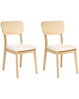 Lot De 2 Chaises De Salle à Manger Minier Bois Marron Clair/beige