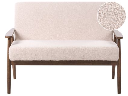 Canapé 2 Places Esrum Bouclé Marron Foncé/beige