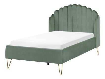 Lit Avec Sommier Velours Ambillou 120 X 200 Cm Vert