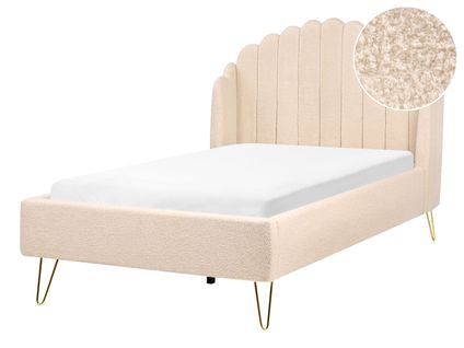 Lit Avec Sommier Bouclé Ambillou 120 X 200 Cm Beige