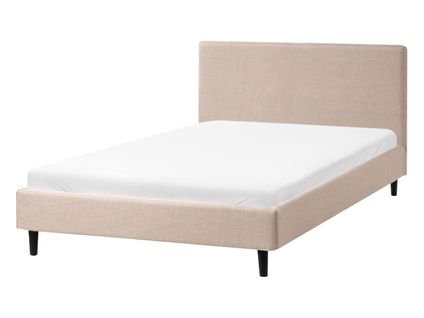 Lit Avec Sommier Tissu Fitou 120 X 200 Cm Beige