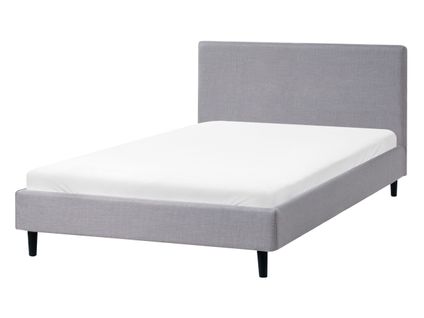 Lit Avec Sommier Tissu Fitou 120 X 200 Cm Gris Clair