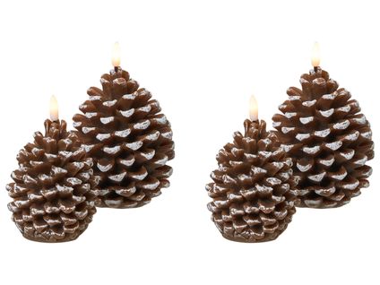 Lot De 4 Bougies LED Ivresse Pomme De Pin 15/12 Cm Marron