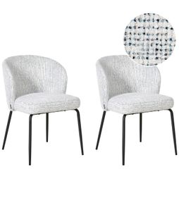 Lot De 2 Chaises De Salle à Manger Zana Tissu Blanc/bleu