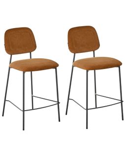 Lot De 2 Chaises De Bar Duette Velours Marron Doré
