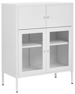 Buffet Avec Vitrine En Verre Esholt Métal 80 Cm Blanc