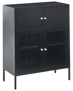 Buffet Avec Vitrine En Verre Esholt Métal 80 Cm Noir