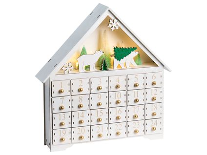 Décoration De Noël LED Mjosa Calendrier De L'avent 33 Cm Blanc