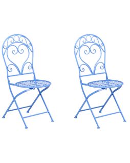 Lot De 2 Chaises De Jardin Albinia Métal Bleu